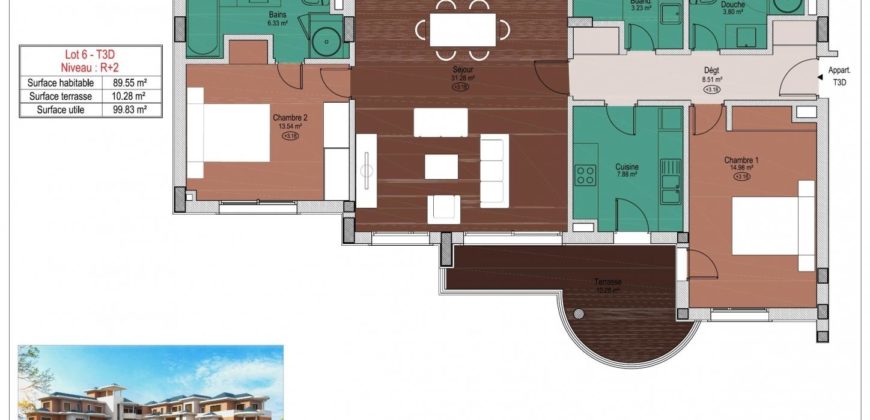 Appartement T3 neuf, Tsiadana